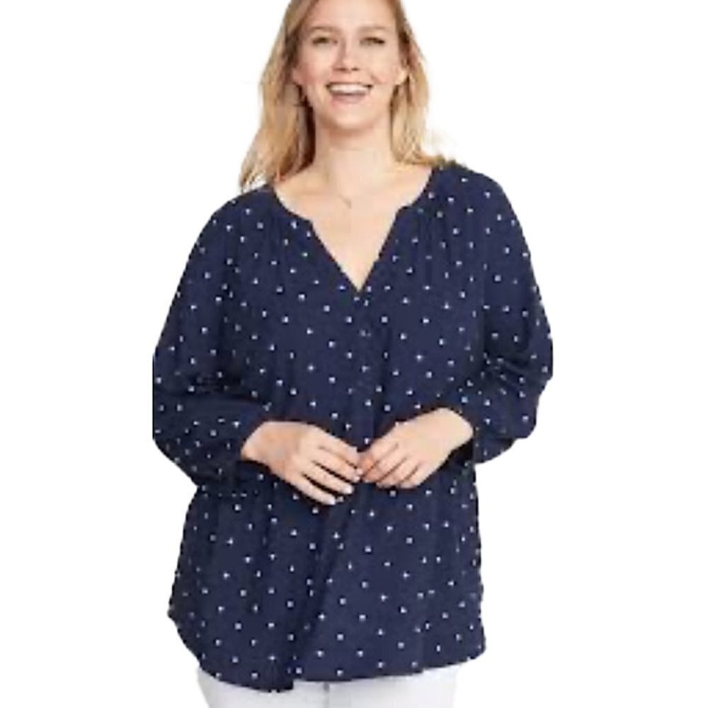 ❤️ 🆕 OLD NAVY Polka Dot Blouse Size XXL